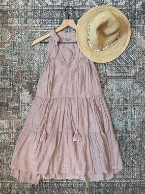 Wishlist Apparel Pink Tiered Tassel Dress Small Sleeveless Boho